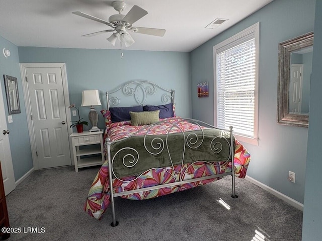 1118 Otter Cir, Beaufort, SC 29902 - carpeted bedroom with visible vents, baseboards, and ceiling fan