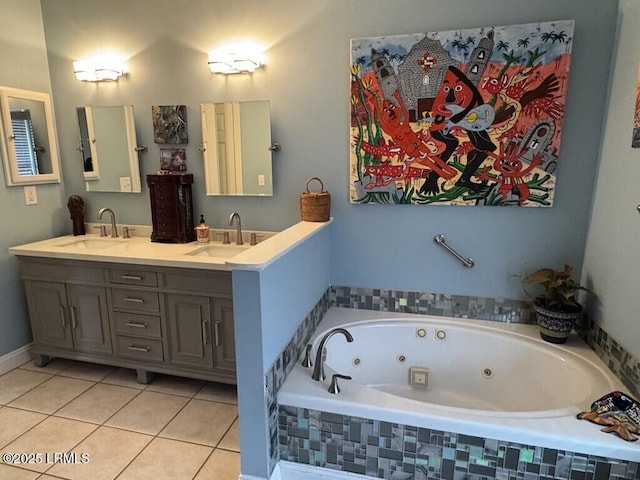 1118 Otter Cir, Beaufort, SC 29902 - full bath featuring a sink, a whirlpool tub, tile patterned floors, and double vanity