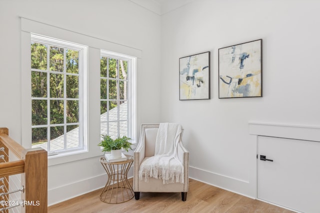 sitting room featuring light hardwood / wood-style floors