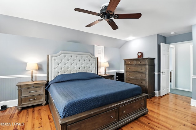 1 Broadland Cir, Bluffton, SC 29910 - bedroom featuring light wood-type flooring, vaulted ceiling, and a ceiling fan