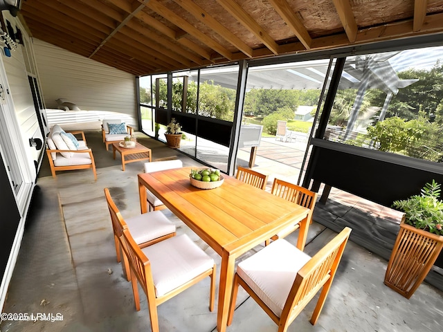 1 Broadland Cir, Bluffton, SC 29910 - sunroom with outdoor dining area and vaulted ceiling