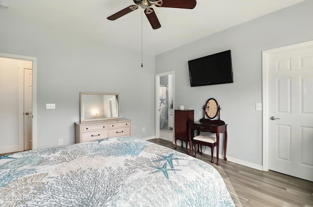 1 Broadland Cir, Bluffton, SC 29910 - bedroom featuring wood finished floors, a ceiling fan, and ensuite bath