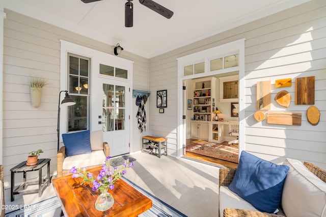 view of patio / terrace featuring covered porch and ceiling fan