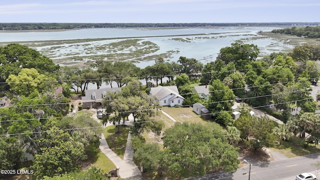 1413 Pigeon Point Rd, Beaufort, SC 29902 - aerial overview of property's location featuring property parcel outlined and a nearby body of water