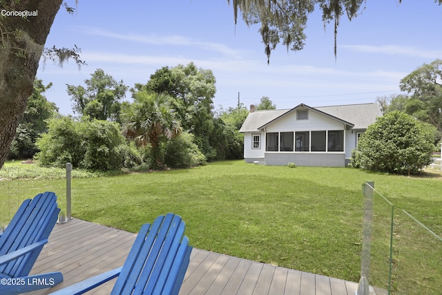 1413 Pigeon Point Rd, Beaufort, SC 29902 - view of grassy yard with a sunroom