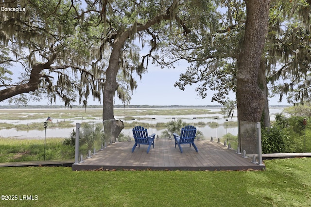 1413 Pigeon Point Rd, Beaufort, SC 29902 - view of green lawn featuring a water view