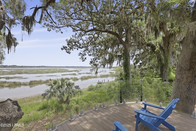 1413 Pigeon Point Rd, Beaufort, SC 29902 - wooden terrace featuring a water view