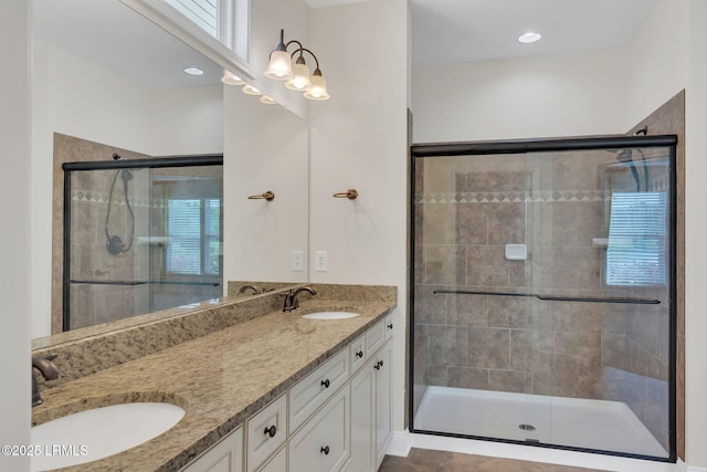 149 Kings Creek Dr, Bluffton, SC 29909 - bathroom with double vanity and a shower stall