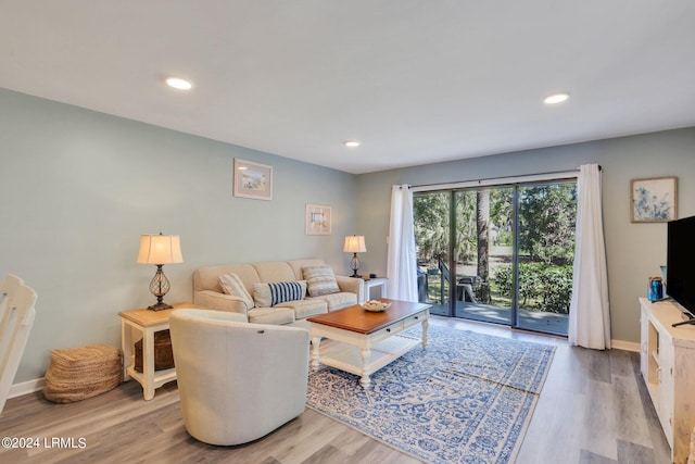 living room featuring light hardwood / wood-style floors