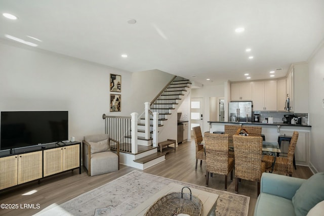 living room featuring light hardwood / wood-style flooring