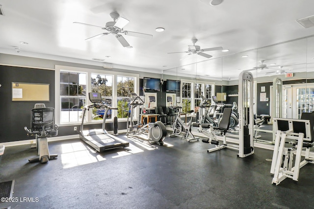 39 Barrington Ave, Bluffton, SC 29910 - exercise room featuring baseboards, ceiling fan, and visible vents