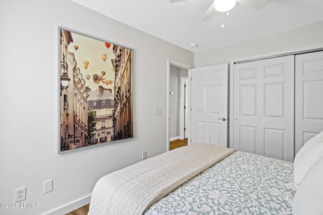 39 Barrington Ave, Bluffton, SC 29910 - bedroom with baseboards, a closet, and ceiling fan