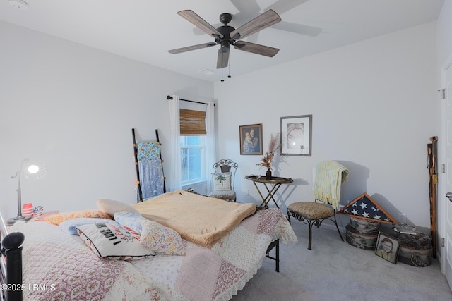 bedroom with carpet floors and ceiling fan