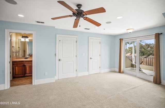 54 Battery Creek Club Dr, Beaufort, SC 29902 - unfurnished bedroom featuring carpet, visible vents, baseboards, recessed lighting, and access to exterior