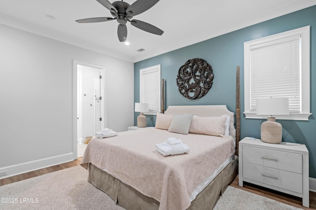 7 Canton Row, Beaufort, SC 29906 - bedroom featuring wood finished floors, ornamental molding, recessed lighting, and a ceiling fan