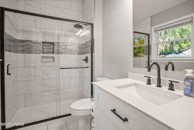 702 Center Dr W, Beaufort, SC 29902 - full bathroom featuring toilet, vanity, and a shower stall