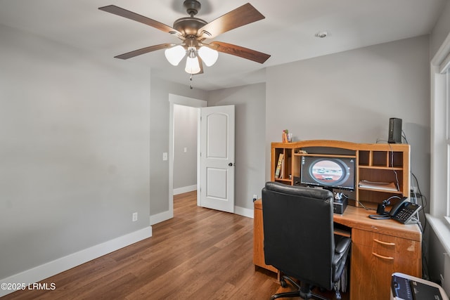 702 Center Dr W, Beaufort, SC 29902 - office with baseboards, wood finished floors, and ceiling fan