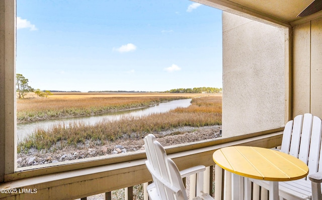 balcony with a water view