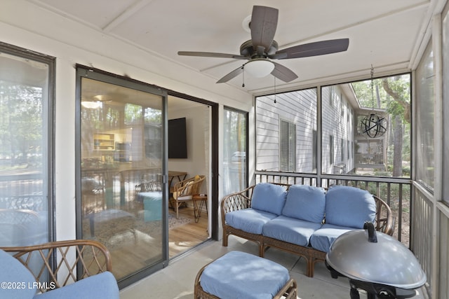7 Three Mast Ln Unit 7, Hilton Head Island, SC 29928 - sunroom with ceiling fan, healthy amount of natural light, and an outdoor hangout area