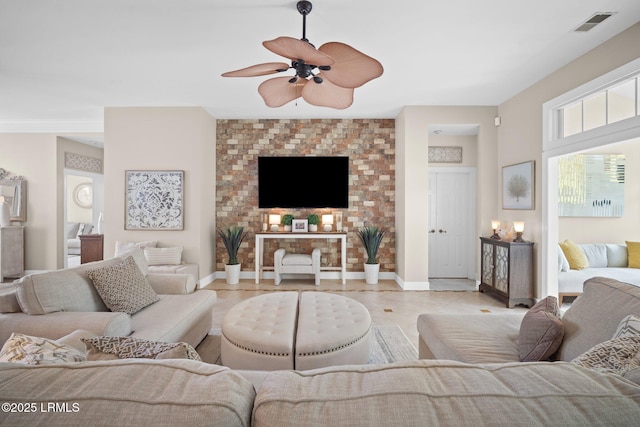 56 Waterford Dr, Bluffton, SC 29910 - living room with ceiling fan and baseboards