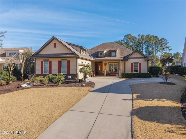 view of front of property with a garage