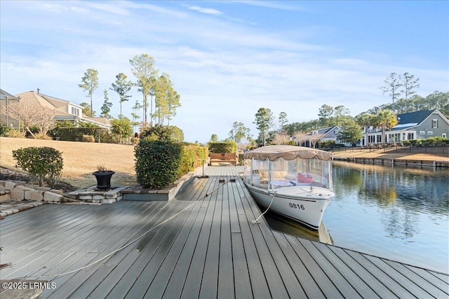 view of dock featuring a water view