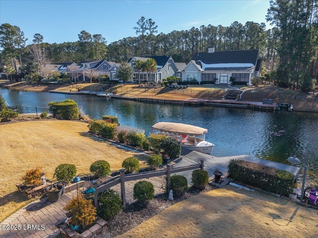 water view with a boat dock