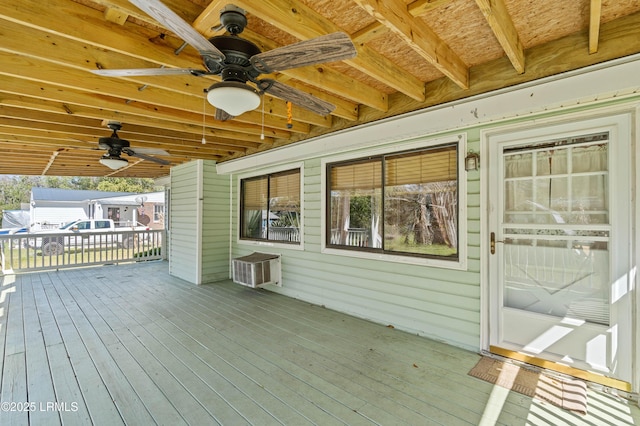 deck featuring a ceiling fan