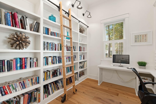 office area featuring light hardwood / wood-style floors