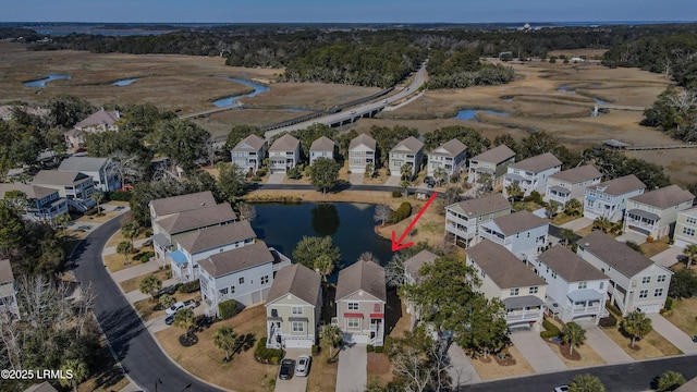 bird's eye view featuring a water view