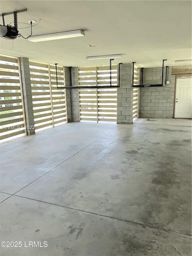 garage with a garage door opener