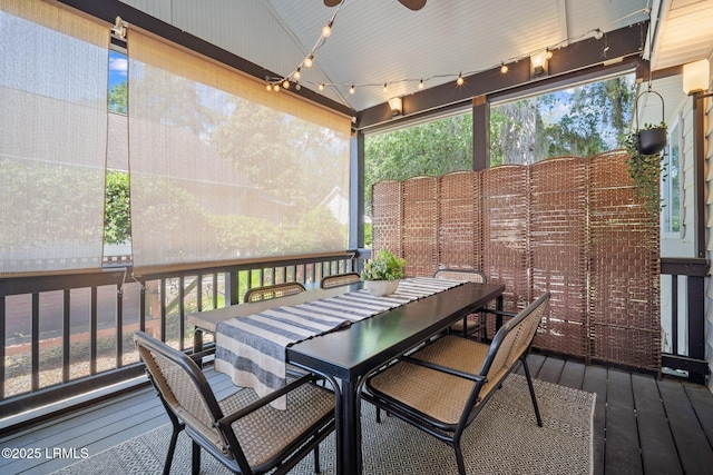3 Stono Ct, Beaufort, SC 29902 - wooden terrace with outdoor dining space and a ceiling fan