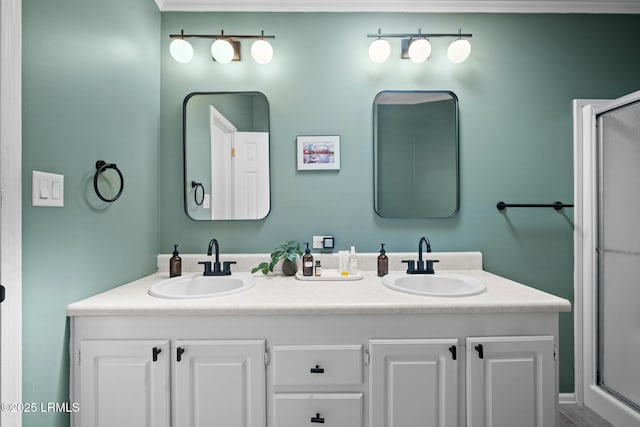 3 Stono Ct, Beaufort, SC 29902 - bathroom with a stall shower and double vanity