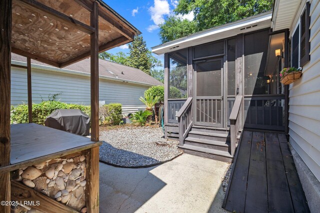 3 Stono Ct, Beaufort, SC 29902 - view of patio / terrace featuring a sunroom and area for grilling