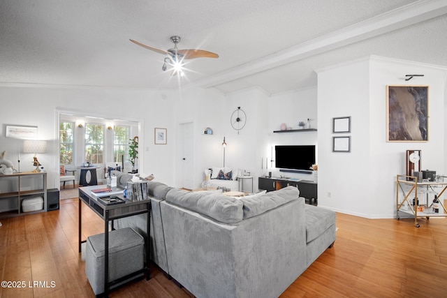 3 Stono Ct, Beaufort, SC 29902 - living area with ceiling fan, light wood-style floors, and crown molding