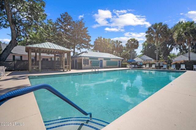 3 Stono Ct, Beaufort, SC 29902 - community pool featuring fence, a gazebo, and a patio
