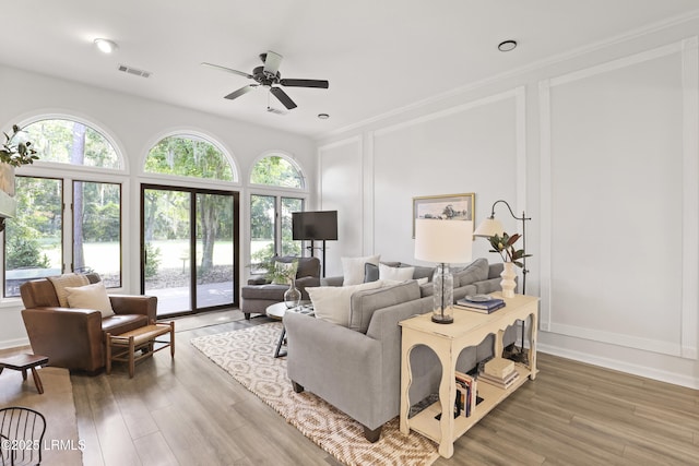 485 Bb Sams Dr, Saint Helena Island, SC 29920 - living area with plenty of natural light, light wood-type flooring, and ceiling fan