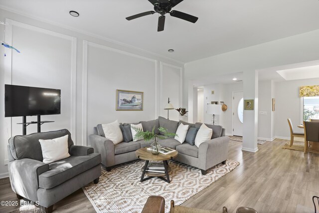 485 Bb Sams Dr, Saint Helena Island, SC 29920 - living area with light wood finished floors, ceiling fan, and recessed lighting