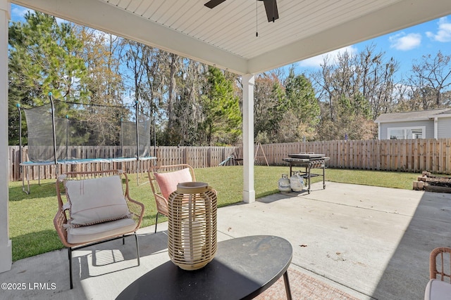 view of patio with a trampoline