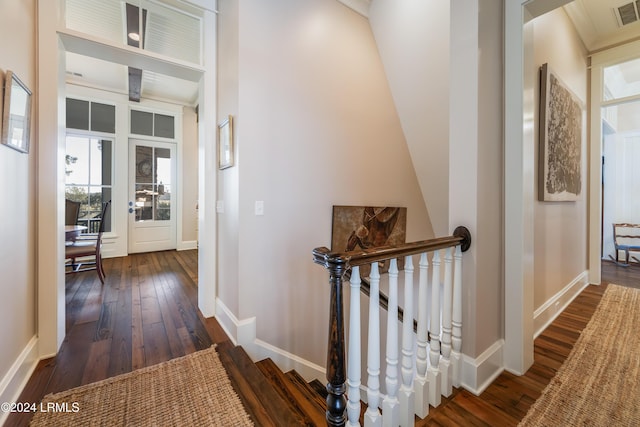 hall with dark hardwood / wood-style floors