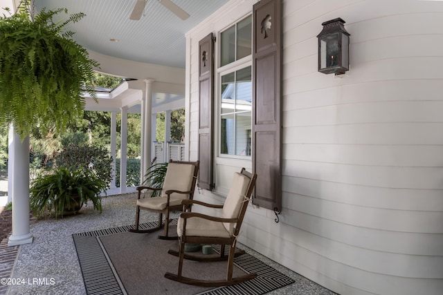 view of patio featuring a porch