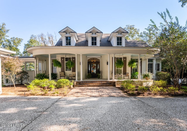 view of front facade featuring covered porch