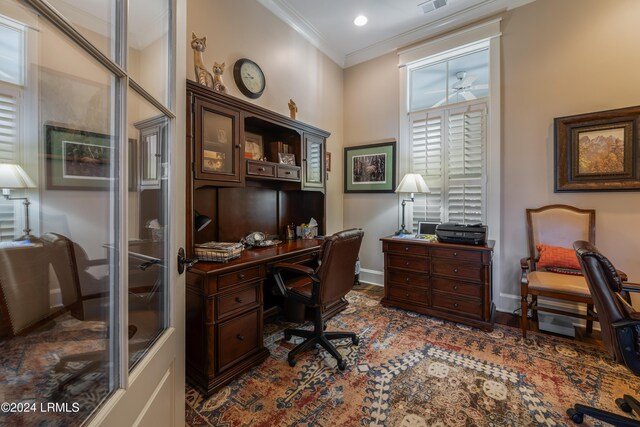 office featuring ornamental molding