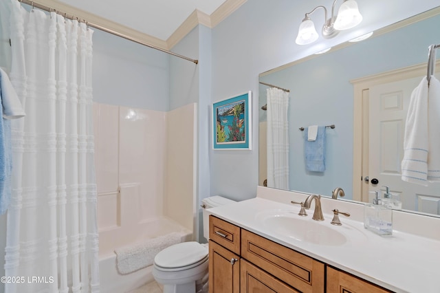 10 Old Barn Rd, Beaufort, SC 29907 - bathroom featuring vanity, shower / bath combo with shower curtain, and crown molding