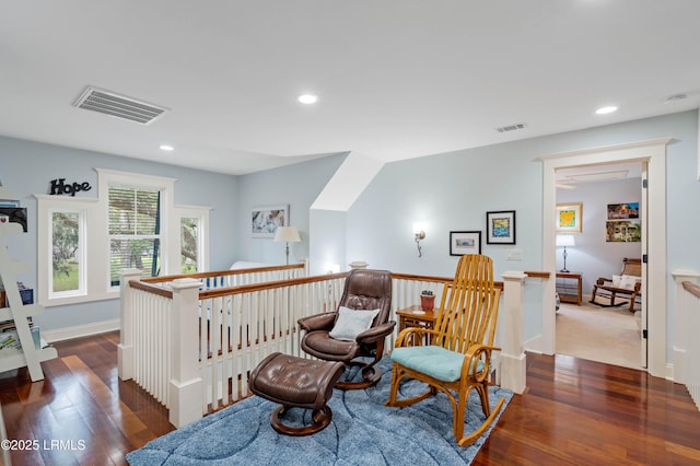 10 Old Barn Rd, Beaufort, SC 29907 - sitting room with an upstairs landing, wood finished floors, and recessed lighting