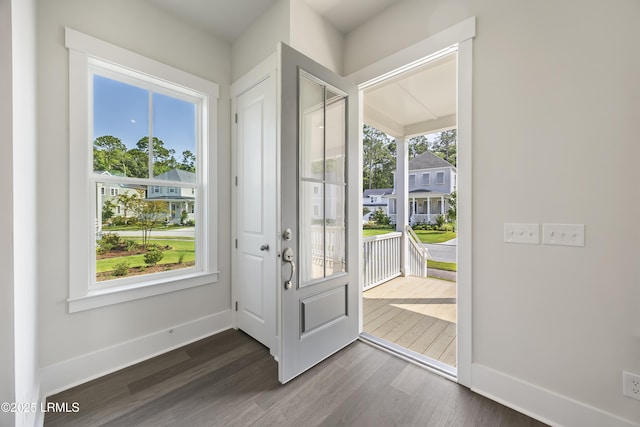 14 Skipperling Ct, Bluffton, SC 29909 - entrance foyer with dark wood-style flooring and baseboards
