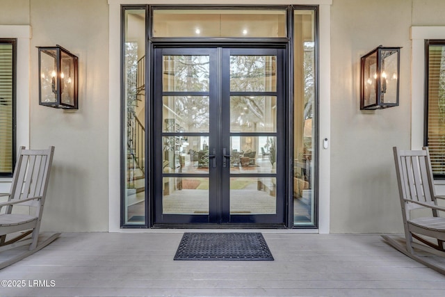 doorway to property with french doors