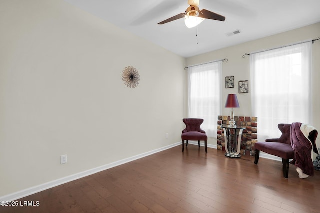 36 Hopper Ridge Rd, Okatie, SC 29909 - sitting room featuring ceiling fan, wood-type flooring, and baseboards