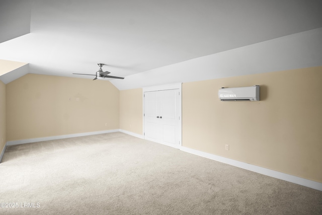 135 Danbridge Ct, Bluffton, SC 29910 - additional living space with a wall unit AC, a ceiling fan, carpet flooring, and lofted ceiling