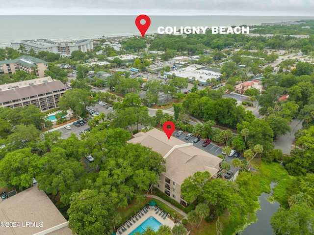 bird's eye view featuring a water view